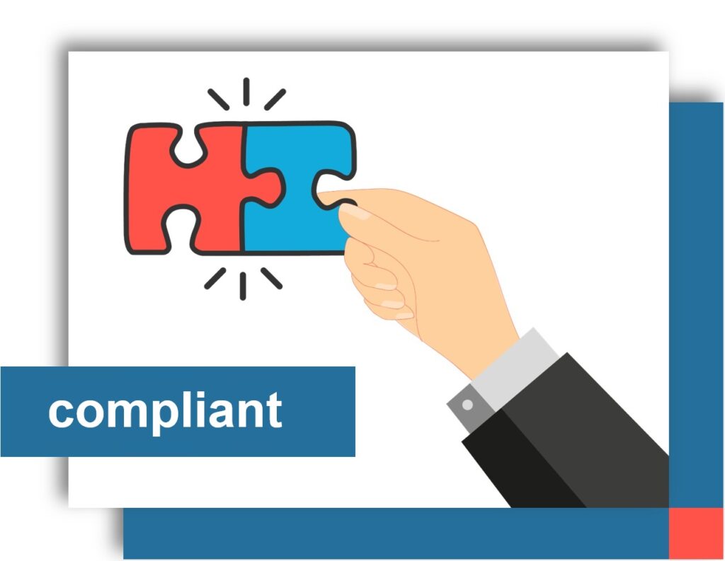 Typical illustration of a man's hands in a suit manipulating a puzzle game, which refers to the good level of compliance to customer requirements.