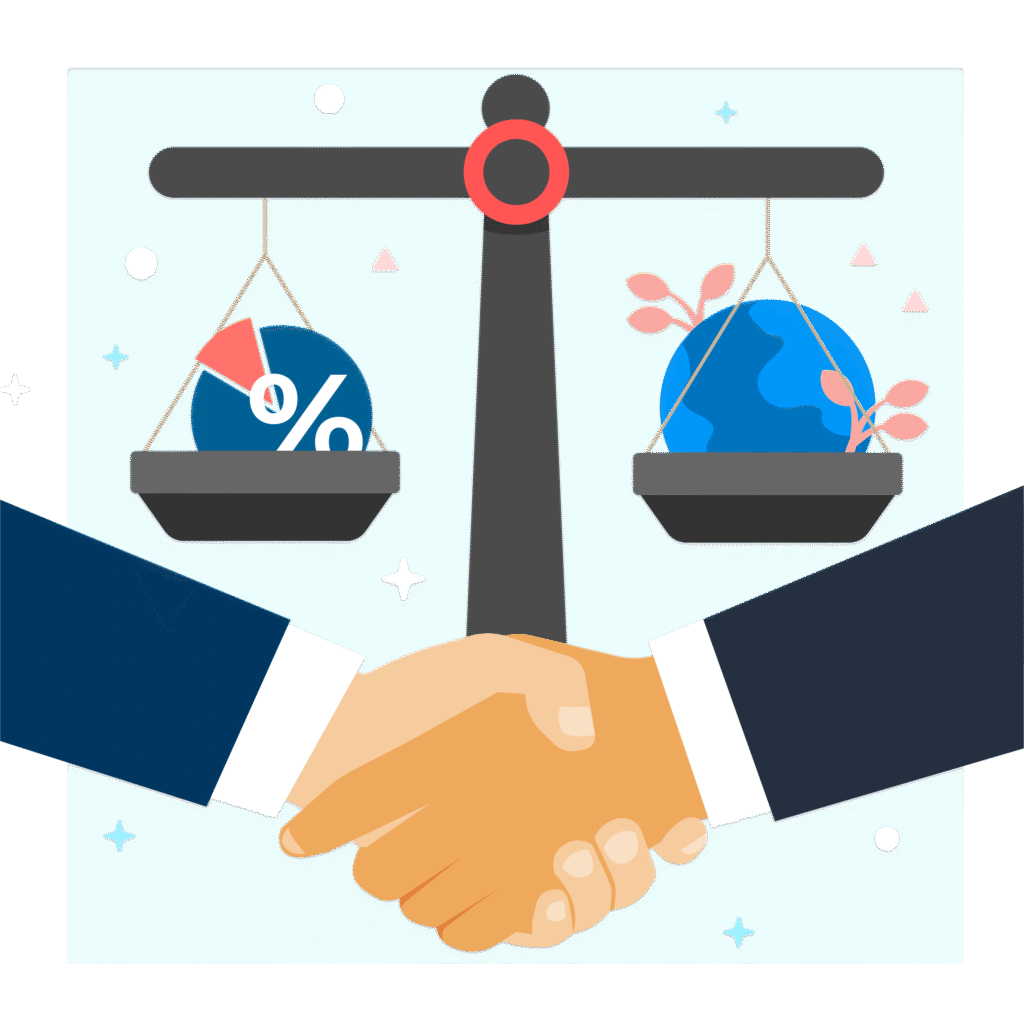 -illustration type de l'Ethiques en business par un dessin de pingnée de main et une balance, qui fait reference à la politique d'ethique de l'entreprise. -Typical illustration of Ethics in business with a drawing of a hand chake and a scale, which refers to the company ethics policy.