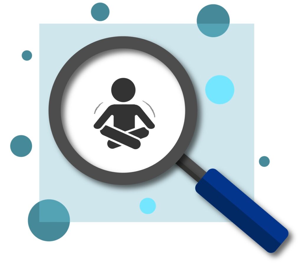 -illustration type d'un bonhomme à l'interieur d'une loupe, qui fait reference à la culture d'entreprise qui prend soins du facteur humain le long de de son activité. -typical illustration of a man inside a magnifying glass, which refers to the corporate culture that takes care of the human factor along its activity.