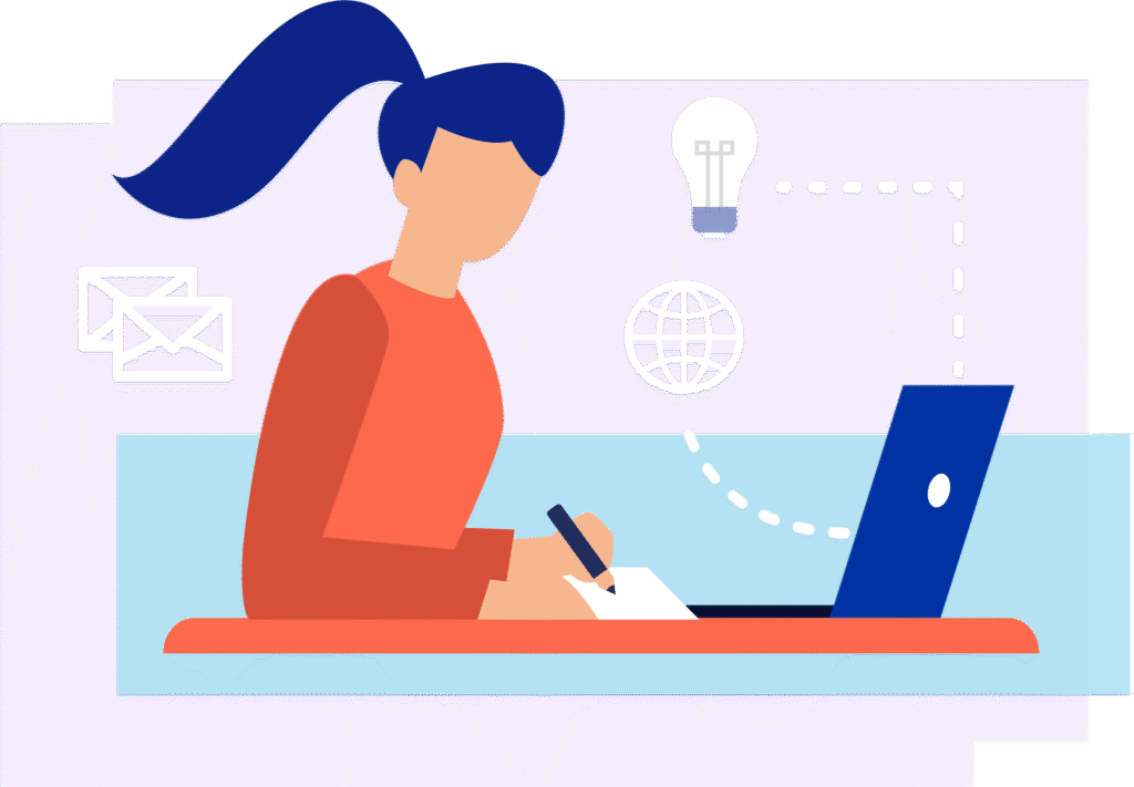 -illustration type d'une femme secretaire, qui fait reference à travaux connexe de gestion projets et production documentaire. -typical illustration of a female secretary, which refers to project management and documentary production workpackages.