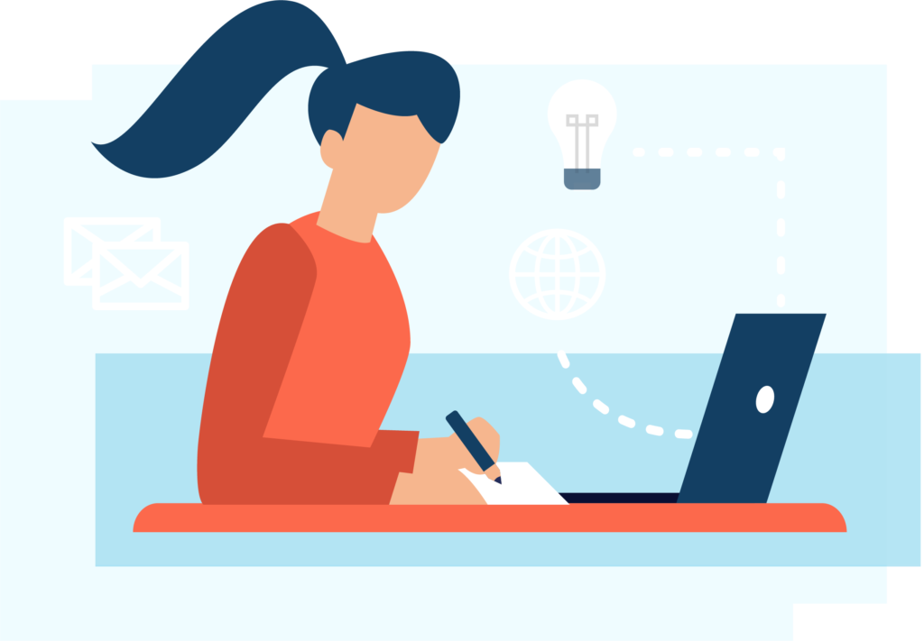 -illustration type d'une femme secretaire, qui fait reference à travaux connexe de gestion projets et production documentaire. -typical illustration of a female secretary, which refers to project management and documentary production workpackages.